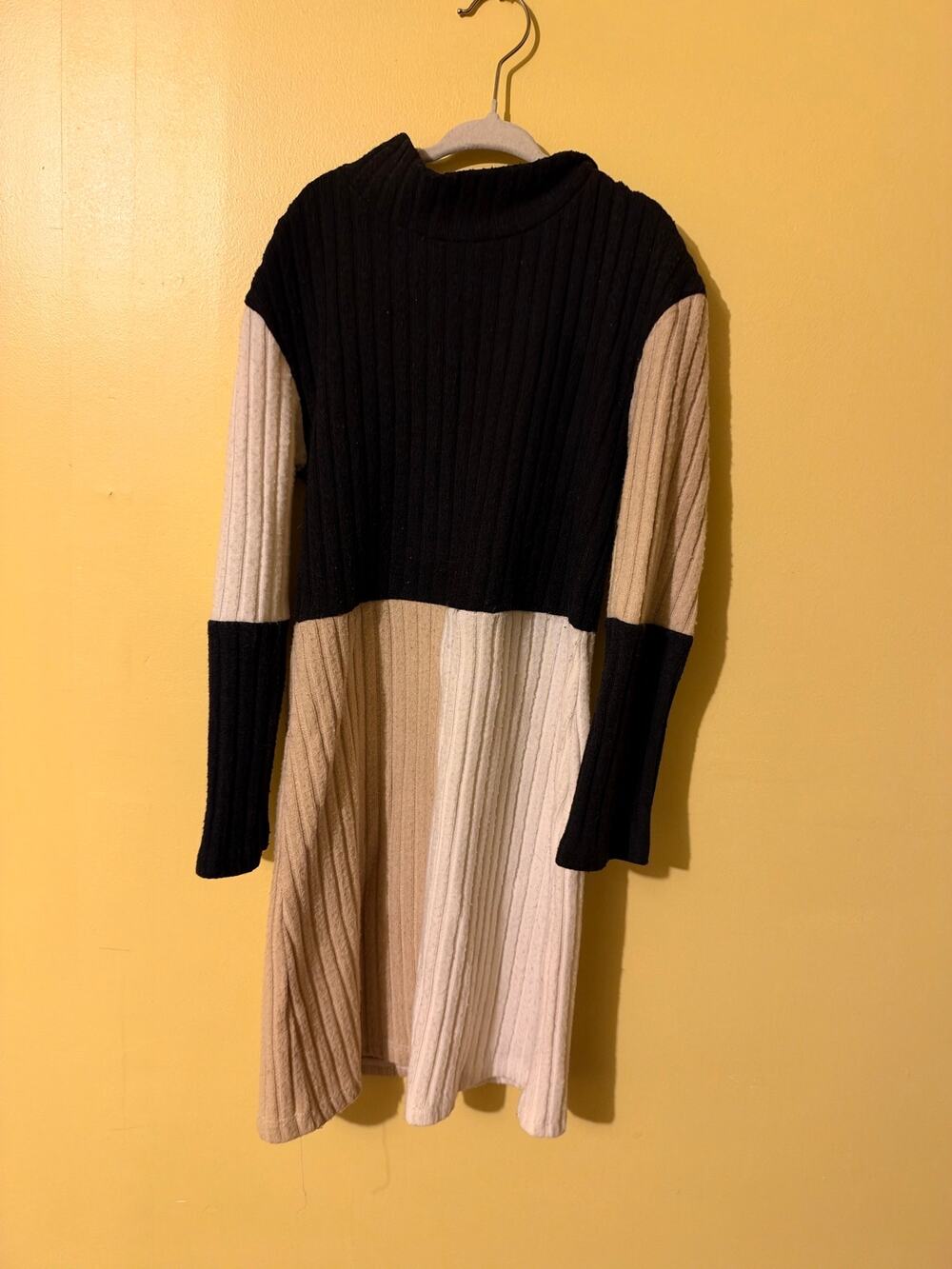 Rare Editions Girls' Colorblocked Ribbed Knit Mock-Neck Dress
